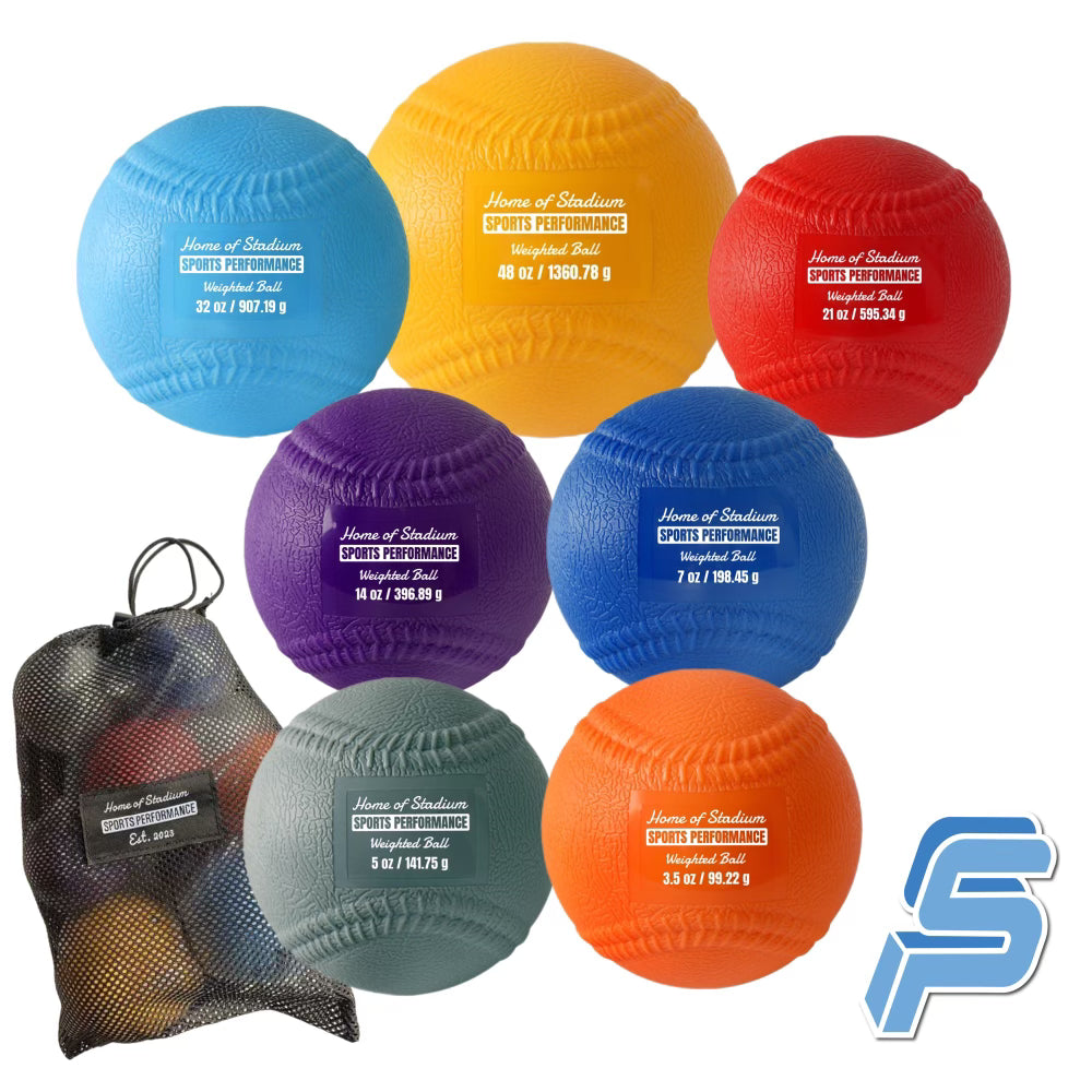 Soft Shell Weighted Balls with Seams | Set of 7 | Training Balls for Improving Velocity | Baseball & Softball Pitchers & Players