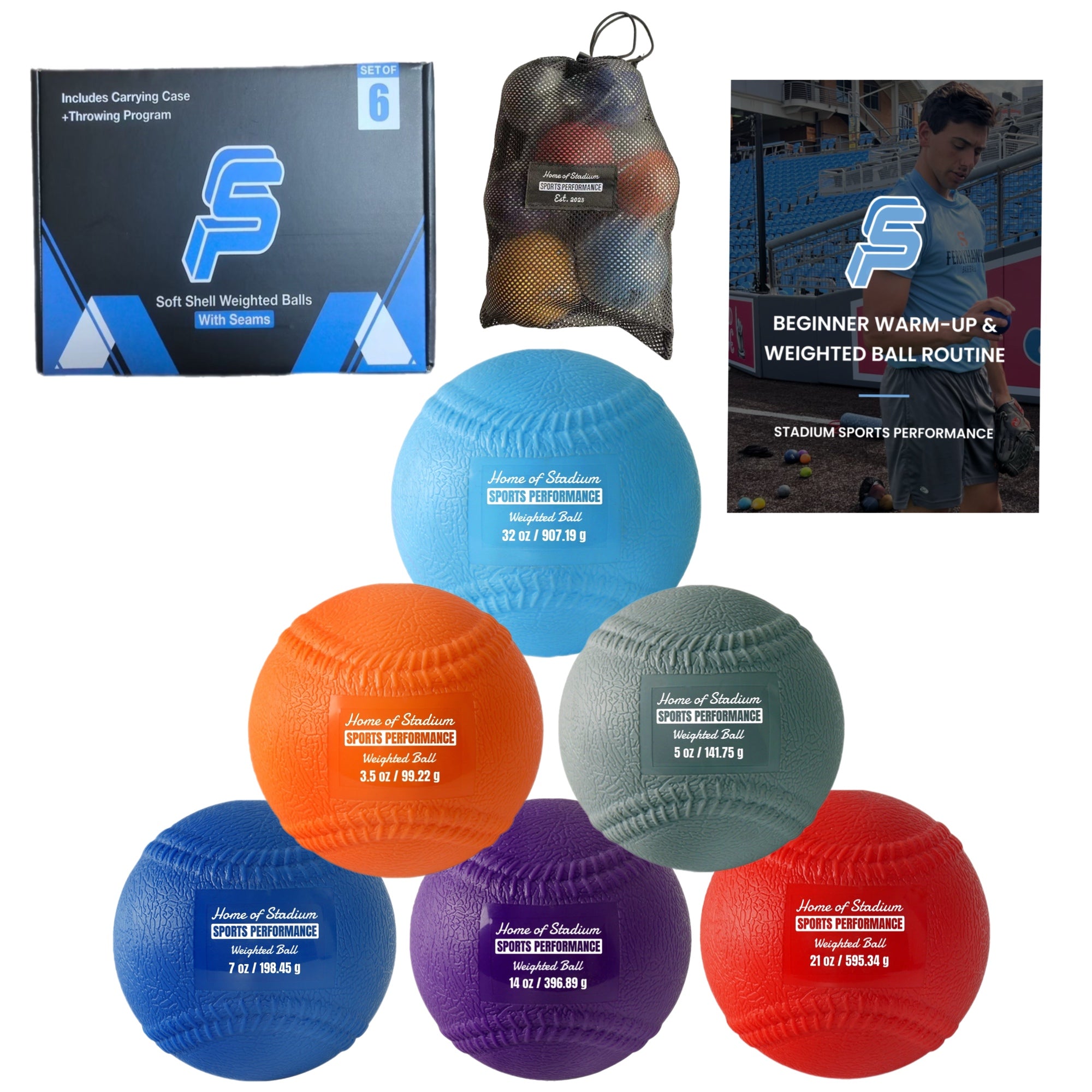 Weighted Balls with Seams – Set of 6 l Stadium Sports Performance